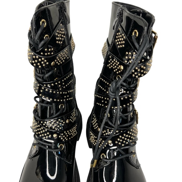 Azalea Wang One Good Reason to Stay Black Patent Strappy Boot 6 - Picture 6 of 9